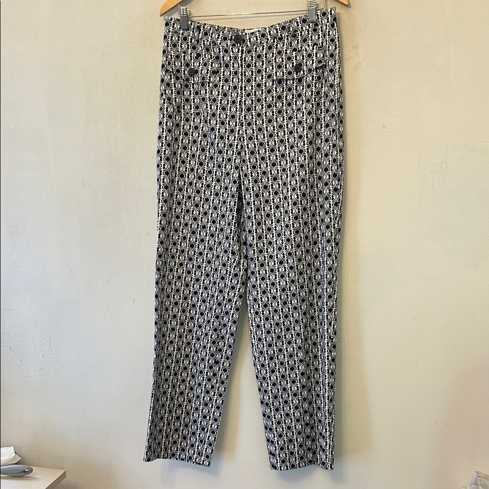 Talbots black white patterned cotton pants Size 12 EUC